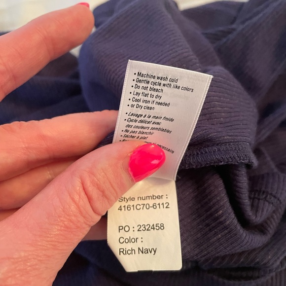 PAIGE Kenzie Bell Sleeve Turtleneck Size L in Rich Navy - Picture 7 of 14